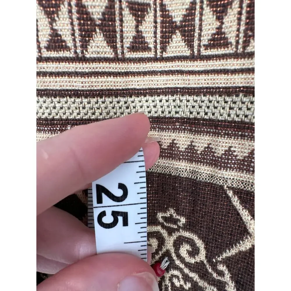 90s Vintage Jacket Womens Medium Brown Tapestry Button Beaded Boho Cottage